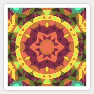 Retro Mandala Flower Purple Orange and Green Sticker